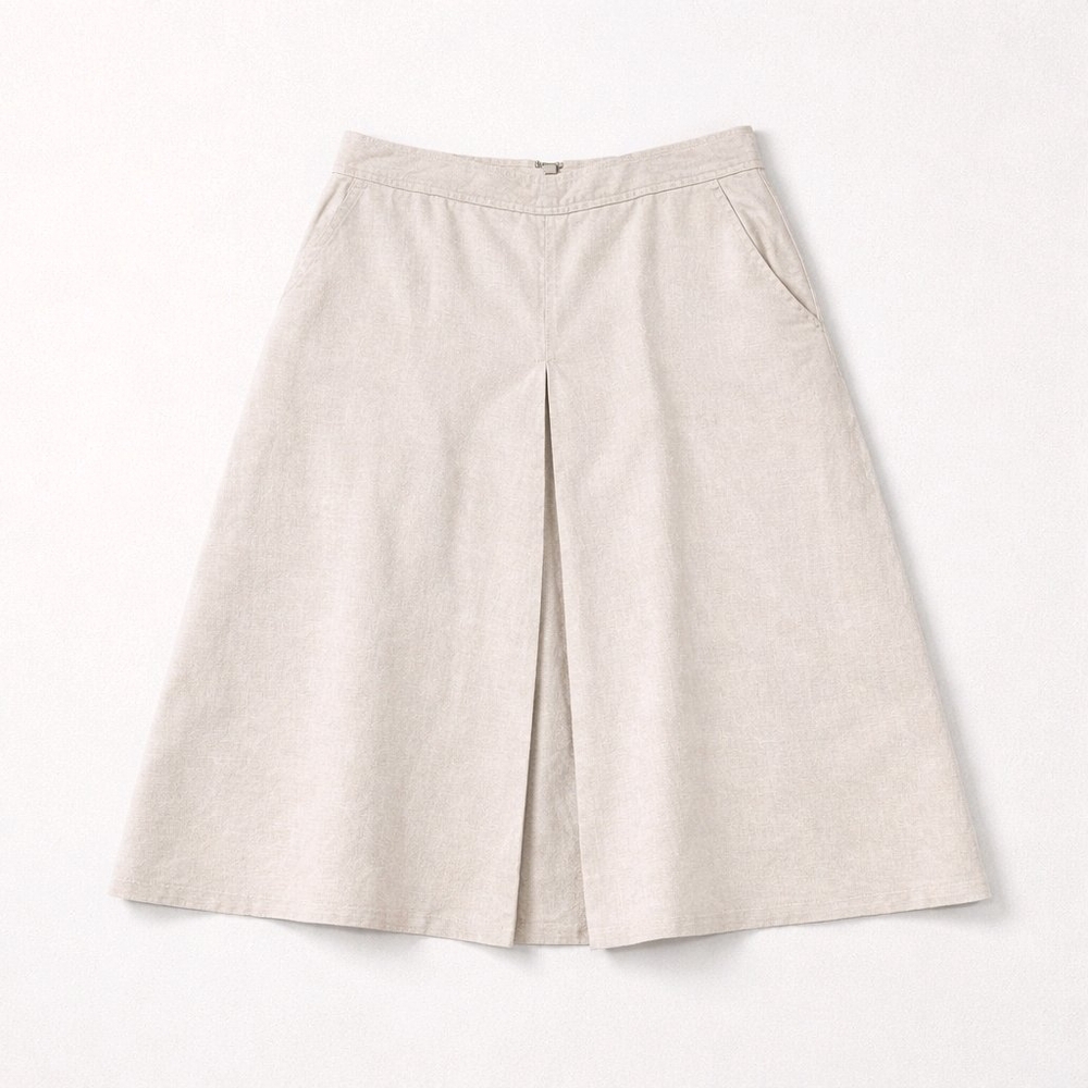 UNIQLO Women's 100% Linen A-Line Skirt With Inverted Pleat- Fully Lined. Size 6